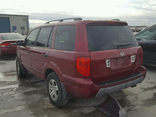 2HKYF18513H614618 - 2003 HONDA PILOT EXL RED photo 3