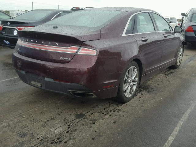 3LN6L2J90DR800874 - 2013 LINCOLN MKZ MAROON photo 4