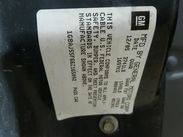 1G8AJ55F66Z165092 - 2006 SATURN ION LEVEL BLUE photo 10