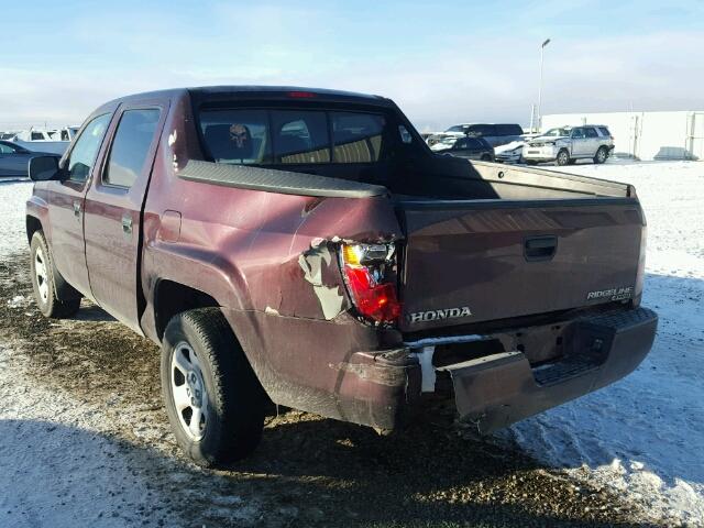 2HJYK16258H538210 - 2008 HONDA RIDGELINE BURGUNDY photo 3