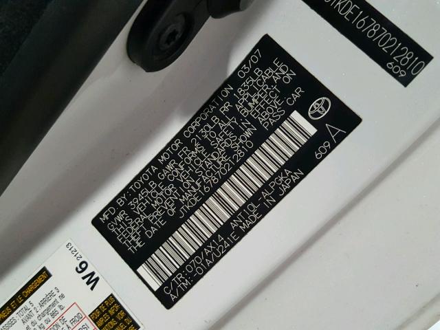 JTKDE167870212810 - 2007 TOYOTA SCION TC 白色 照片 10