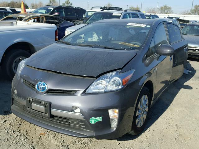 JTDKN3DP7E3054713 - 2014 TOYOTA PRIUS PLUG GRAY photo 2