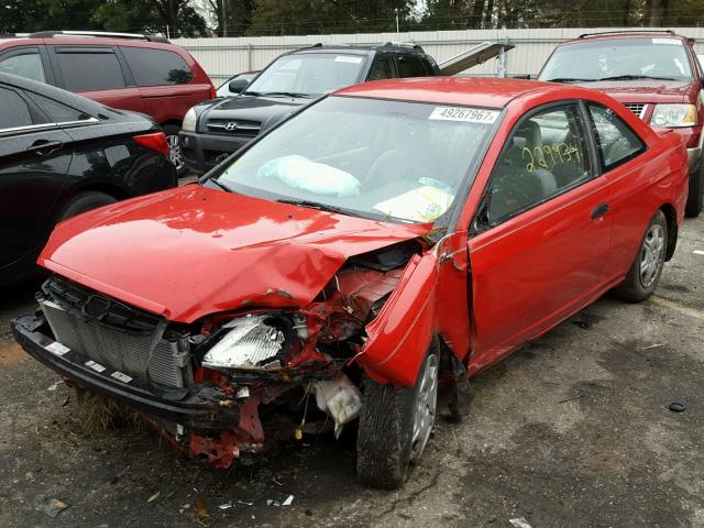 1HGEM215X1L014554 - 2001 HONDA CIVIC LX RED photo 2