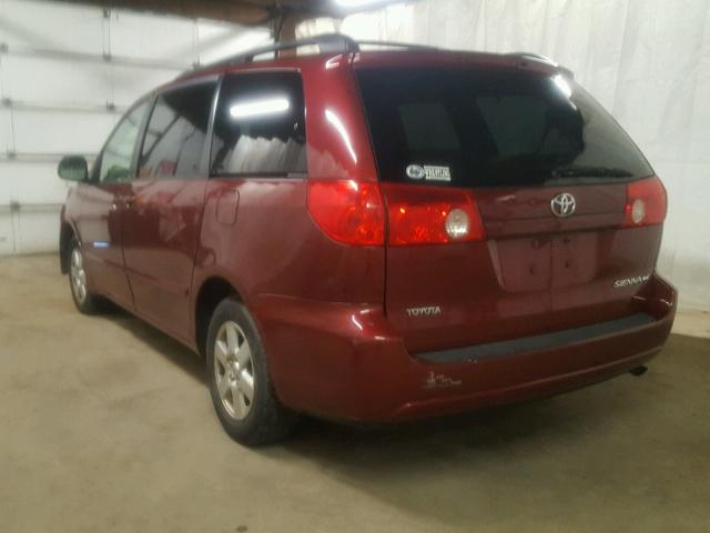 5TDZK23C78S105713 - 2008 TOYOTA SIENNA CE MAROON photo 3