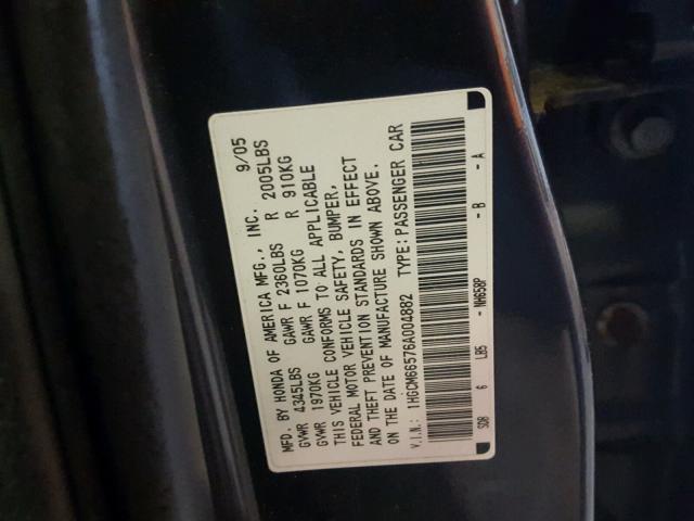 1HGCM66576A004882 - 2006 HONDA ACCORD EX BLUE photo 10