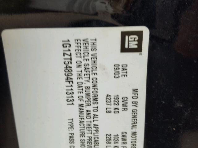 1G1ZT54894F113131 - 2004 CHEVROLET MALIBU LS 蓝色 照片 10