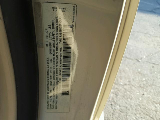 3VWRG31Y58M404796 - 2008 VOLKSWAGEN NEW BEETLE Krem foto 10