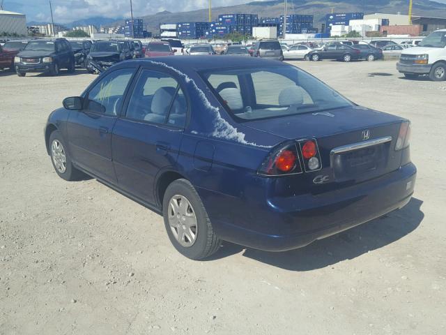 2HGES16533H607343 - 2003 HONDA CIVIC LX BLUE photo 3