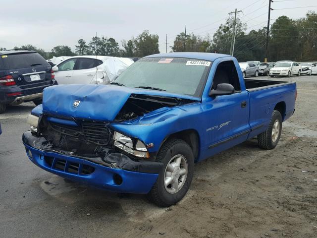 1B7FL26X0WS634228 - 1998 DODGE DAKOTA BLUE photo 2