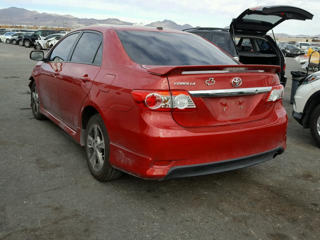 2T1BU4EE1BC606277 - 2011 TOYOTA COROLLA BA RED photo 3