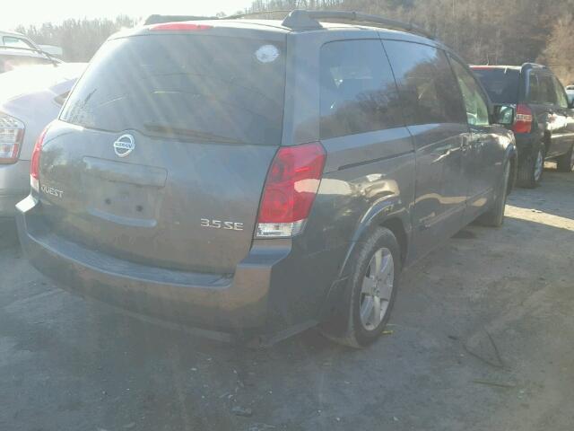 5N1BV28U54N322134 - 2004 NISSAN QUEST S GRAY photo 4