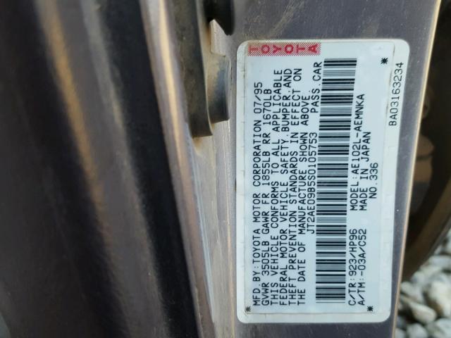 JT2AE09B5S0105753 - 1995 TOYOTA COROLLA LE 银色 照片 10