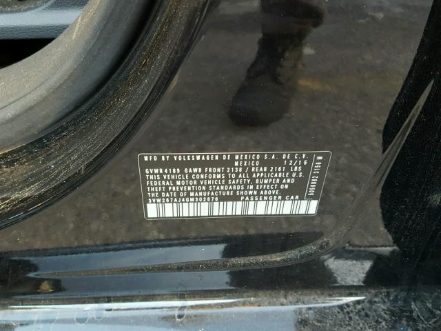 3VW267AJ4GM302676 - 2016 VOLKSWAGEN JETTA S Qara foto 10