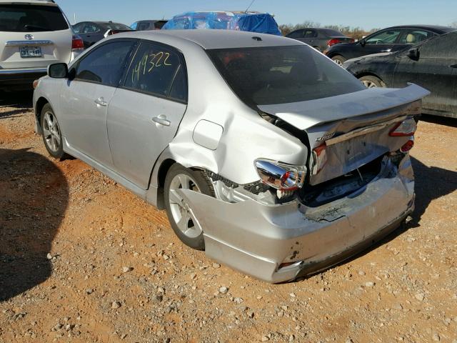 2T1BU4EE9BC628026 - 2011 TOYOTA COROLLA BA SILVER photo 3