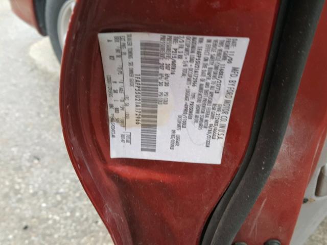 1FAFP55U21A172966 - 2001 FORD TAURUS SES RED photo 10