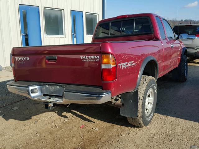 4TASN92N9XZ494027 - 1999 TOYOTA TACOMA XTR MAROON photo 4