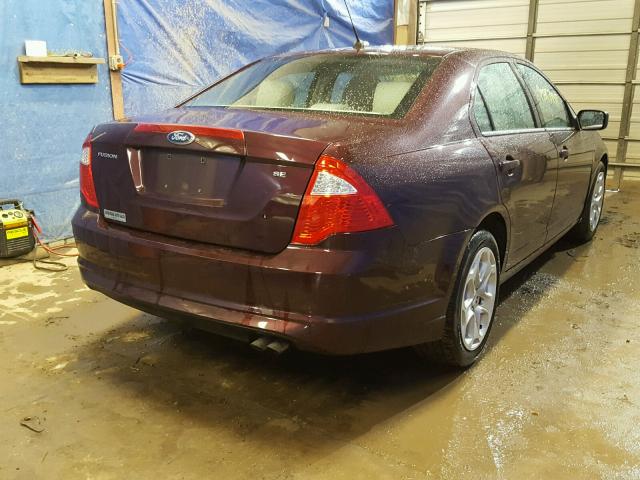 3FAHP0HA1BR218873 - 2011 FORD FUSION SE BURGUNDY photo 4