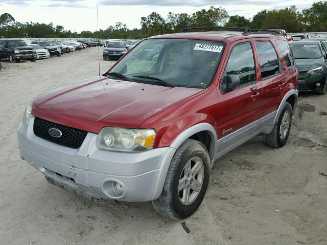 1FMCU95H96KA13813 - 2006 FORD ESCAPE HEV RED photo 2