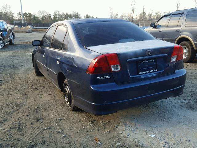 2HGES16554H525471 - 2004 HONDA CIVIC LX BLUE photo 3