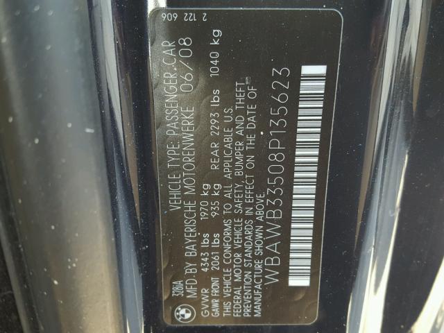 WBAWB33508P135623 - 2008 BMW 328 I BLUE photo 10