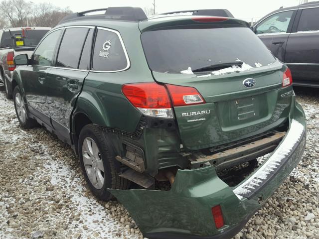 4S4BRCGC1A3345002 - 2010 SUBARU OUTBACK 2. GREEN photo 3