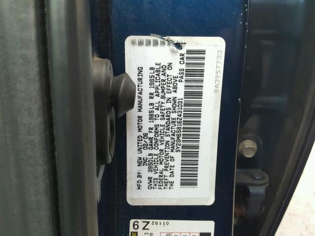 5Y2SM65816Z431031 - 2006 PONTIAC VIBE BLUE photo 10