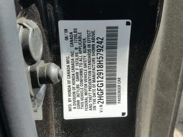 2HGFG12918H579242 - 2008 HONDA CIVIC EXL Qara foto 10