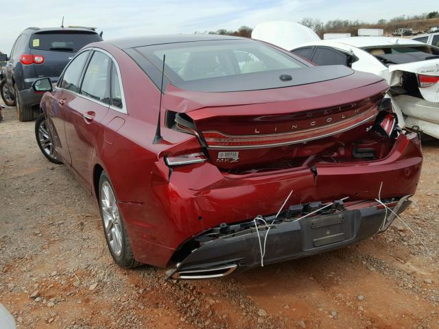 3LN6L2GK1DR801591 - 2013 LINCOLN MKZ BURGUNDY photo 3