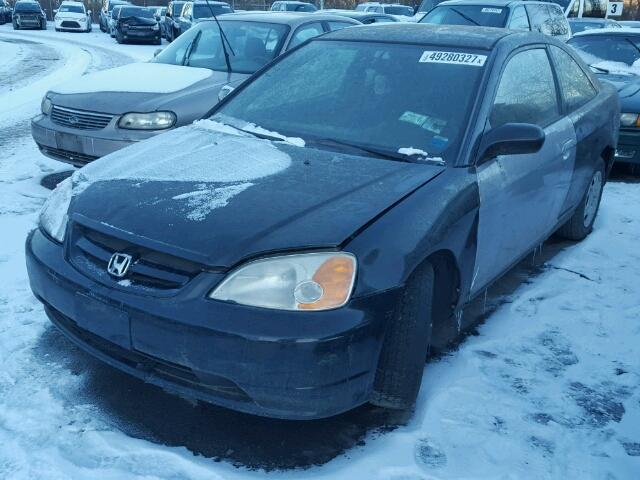 1HGEM22541L113854 - 2001 HONDA CIVIC LX BLACK photo 2