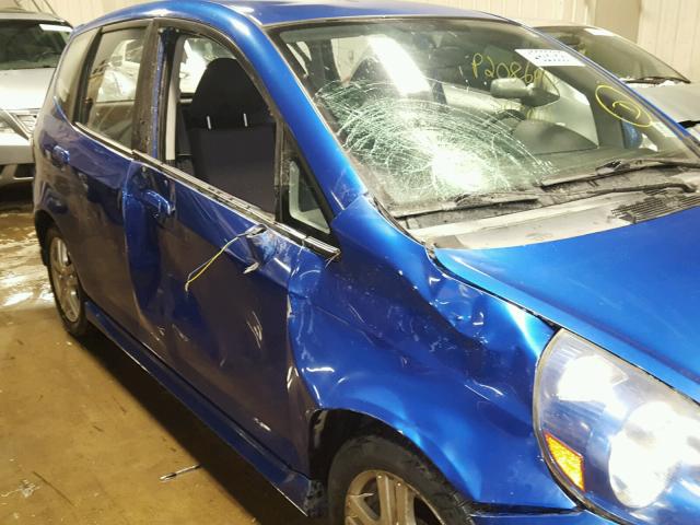 JHMGD386X7S043612 - 2007 HONDA FIT S BLUE photo 9