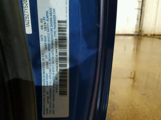 3VWCK21C41M430203 - 2001 VOLKSWAGEN NEW BEETLE 蓝色 照片 10