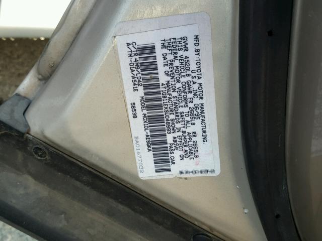 4T1GB11EXSU048993 - 1995 TOYOTA AVALON XLS TAN photo 10