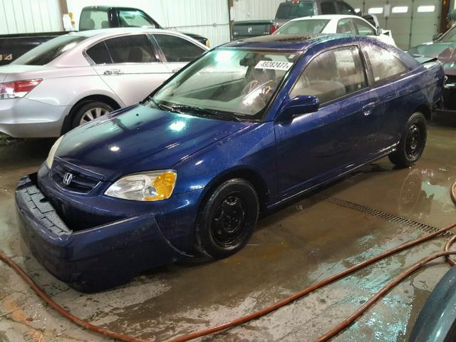 1HGEM21912L040142 - 2002 HONDA CIVIC EX 蓝色 照片 2