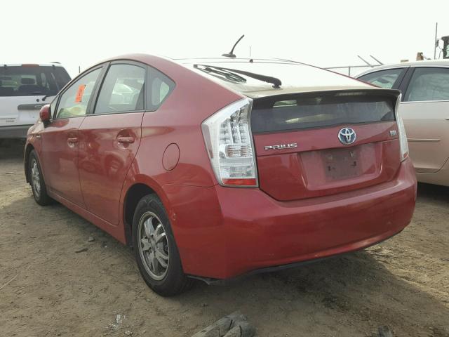 JTDKN3DU1A0180969 - 2010 TOYOTA PRIUS RED photo 3