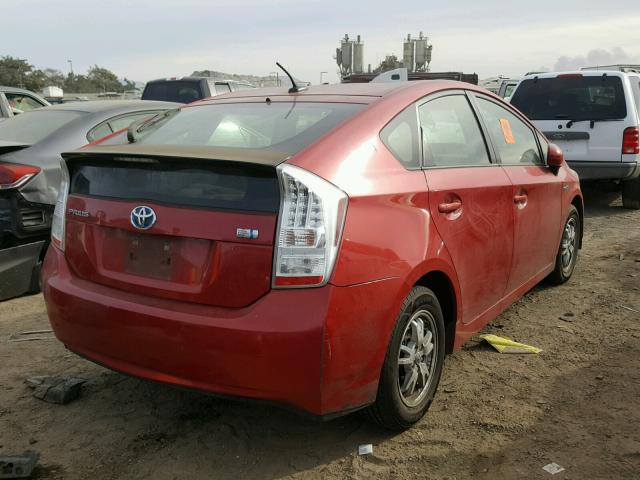 JTDKN3DU1A0180969 - 2010 TOYOTA PRIUS RED photo 4