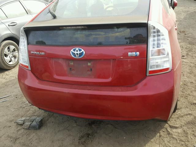 JTDKN3DU1A0180969 - 2010 TOYOTA PRIUS RED photo 9