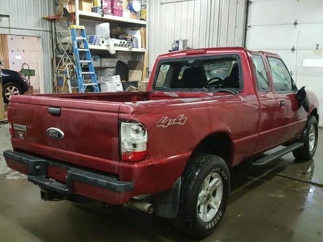 1FTYR15E86PA46372 - 2006 FORD RANGER SUP MAROON photo 4