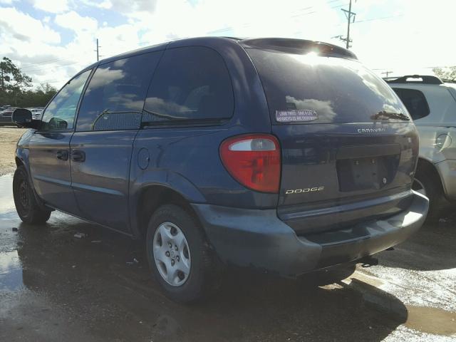 1B4GP25362B600406 - 2002 DODGE CARAVAN SE BLUE photo 3