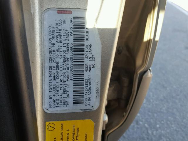 JT8BD69S620155805 - 2002 LEXUS GS 300 GOLD photo 10