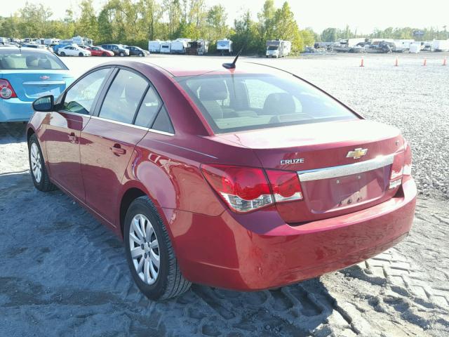 1G1PF5S98B7150138 - 2011 CHEVROLET CRUZE LT MAROON photo 3