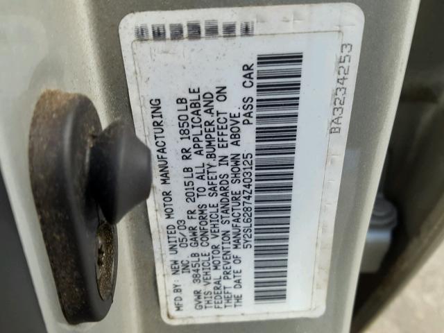 5Y2SL62874Z403125 - 2004 PONTIAC VIBE SILVER photo 10