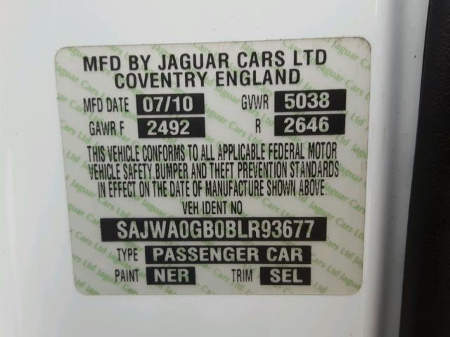 SAJWA0GB0BLR93677 - 2011 JAGUAR XF PREMIUM WHITE photo 10