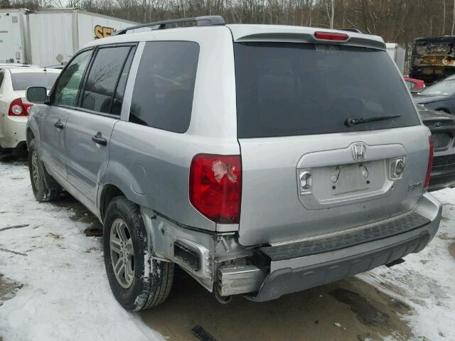 5FNYF18615B041651 - 2005 HONDA PILOT EXL SILVER photo 3