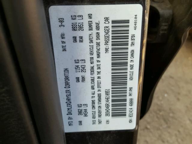 2B3HD46R14H610951 - 2004 DODGE INTREPID S 紫色 照片 10