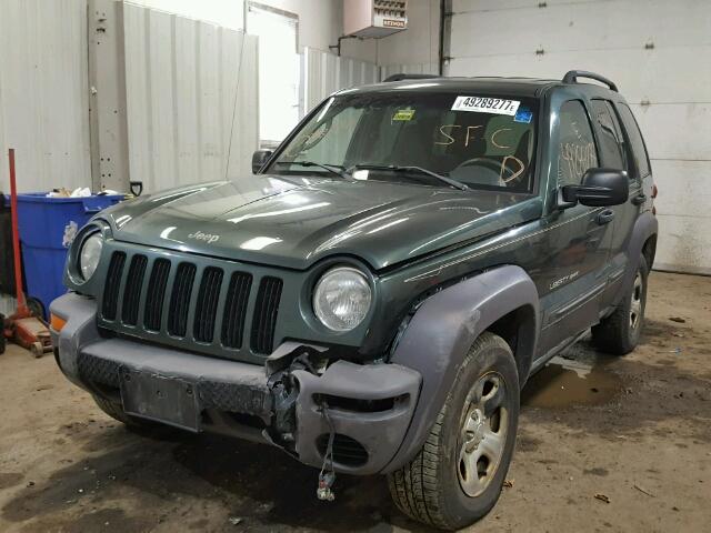 1J4GL48KX3W563751 - 2003 JEEP LIBERTY SP GREEN photo 2