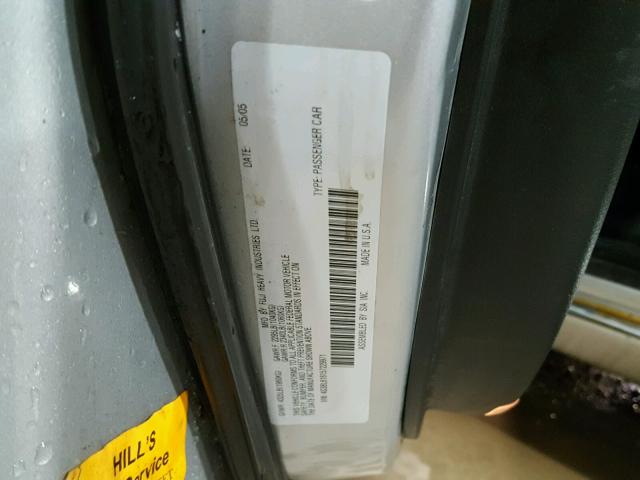 4S3BL616157229971 - 2005 SUBARU LEGACY 2.5 SILVER photo 10