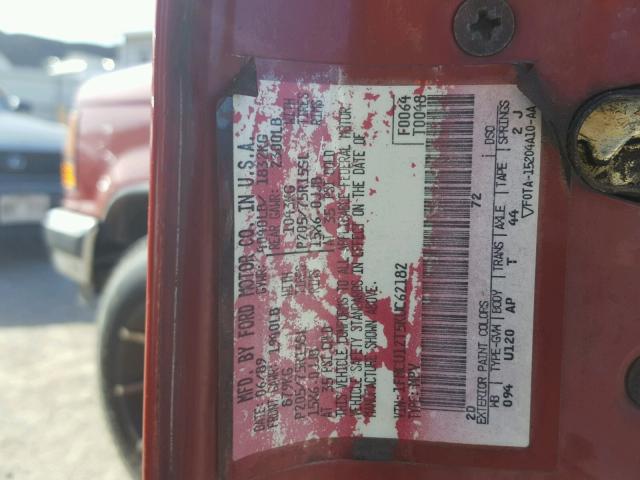 1FMCU12T5KUC62182 - 1989 FORD BRONCO II RED photo 10