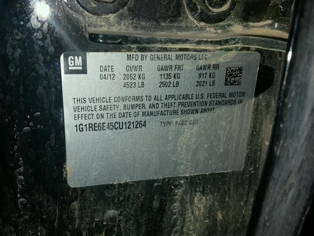 1G1RE6E45CU121264 - 2012 CHEVROLET VOLT BLACK photo 10