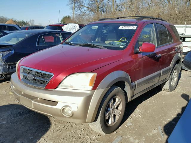 KNDJC733245316678 - 2004 KIA SORENTO EX BURGUNDY photo 2