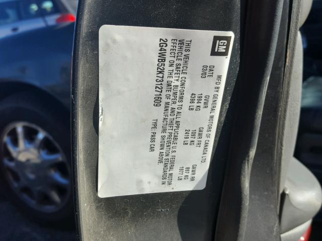 2G4WB52K731271609 - 2003 BUICK REGAL LS GRAY photo 10